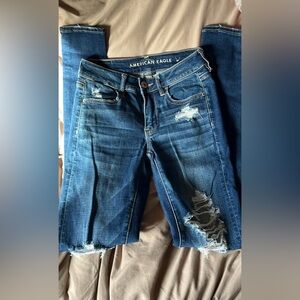American Eagle Outfitters Women's Distressed Blue Skinny Jeans